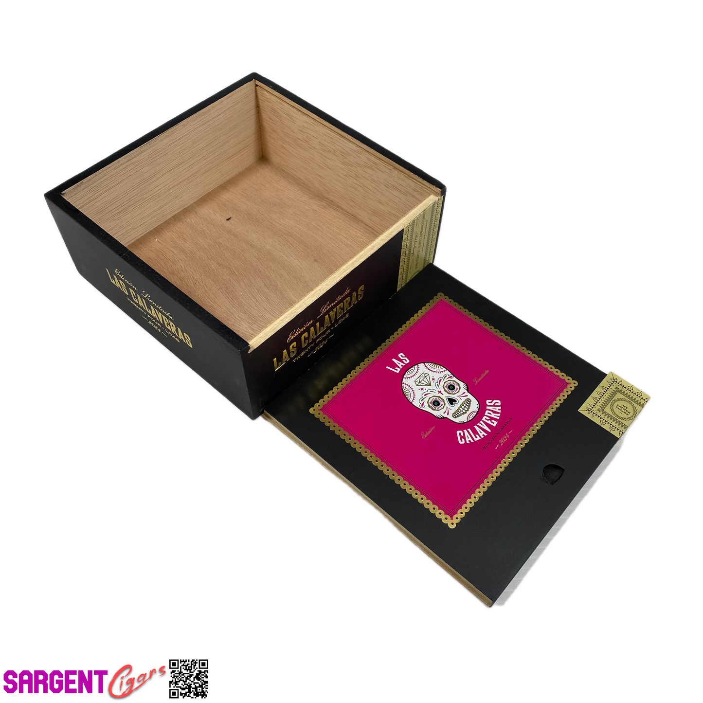 Las Calaveras 2024 LC48 Empty Wooden Cigar Box 6.75x6.75x2.75