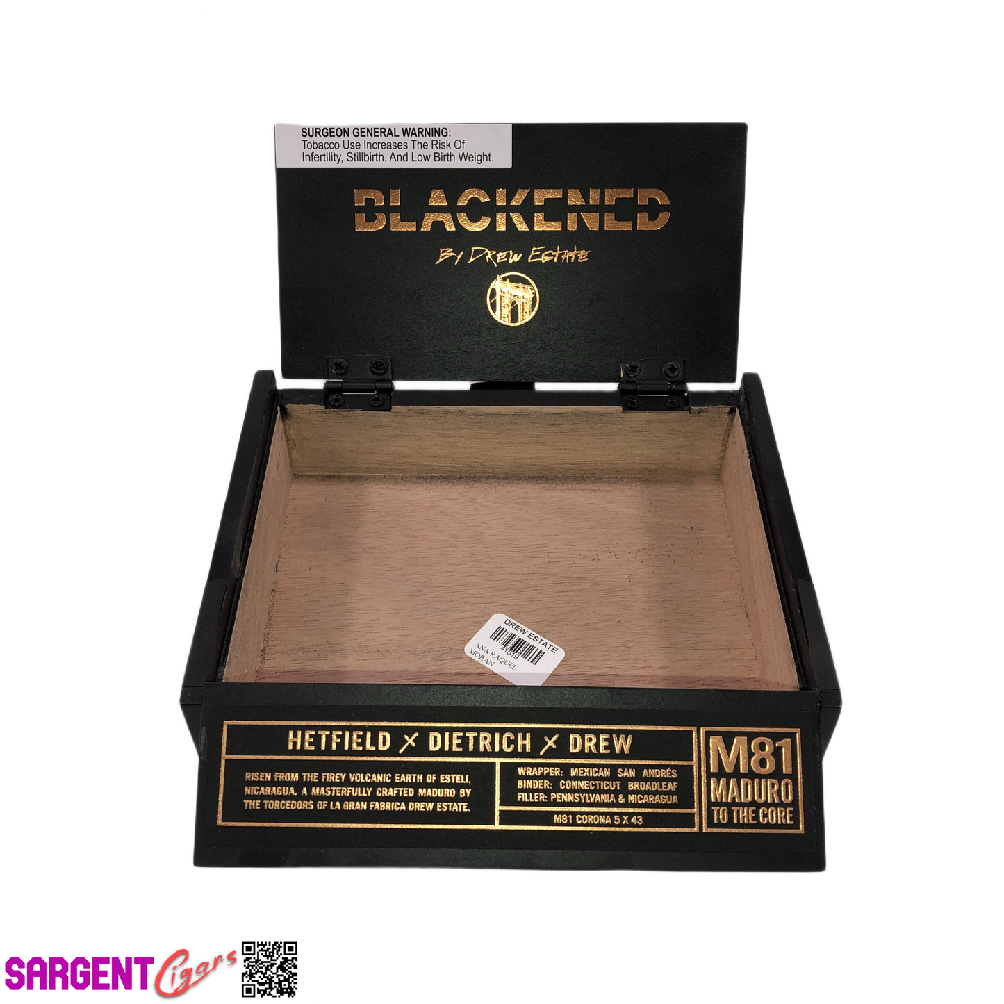 James Hetfield Metallica M81 Blackend Corona Empty Wooden Cigar Box 7.5x6x2