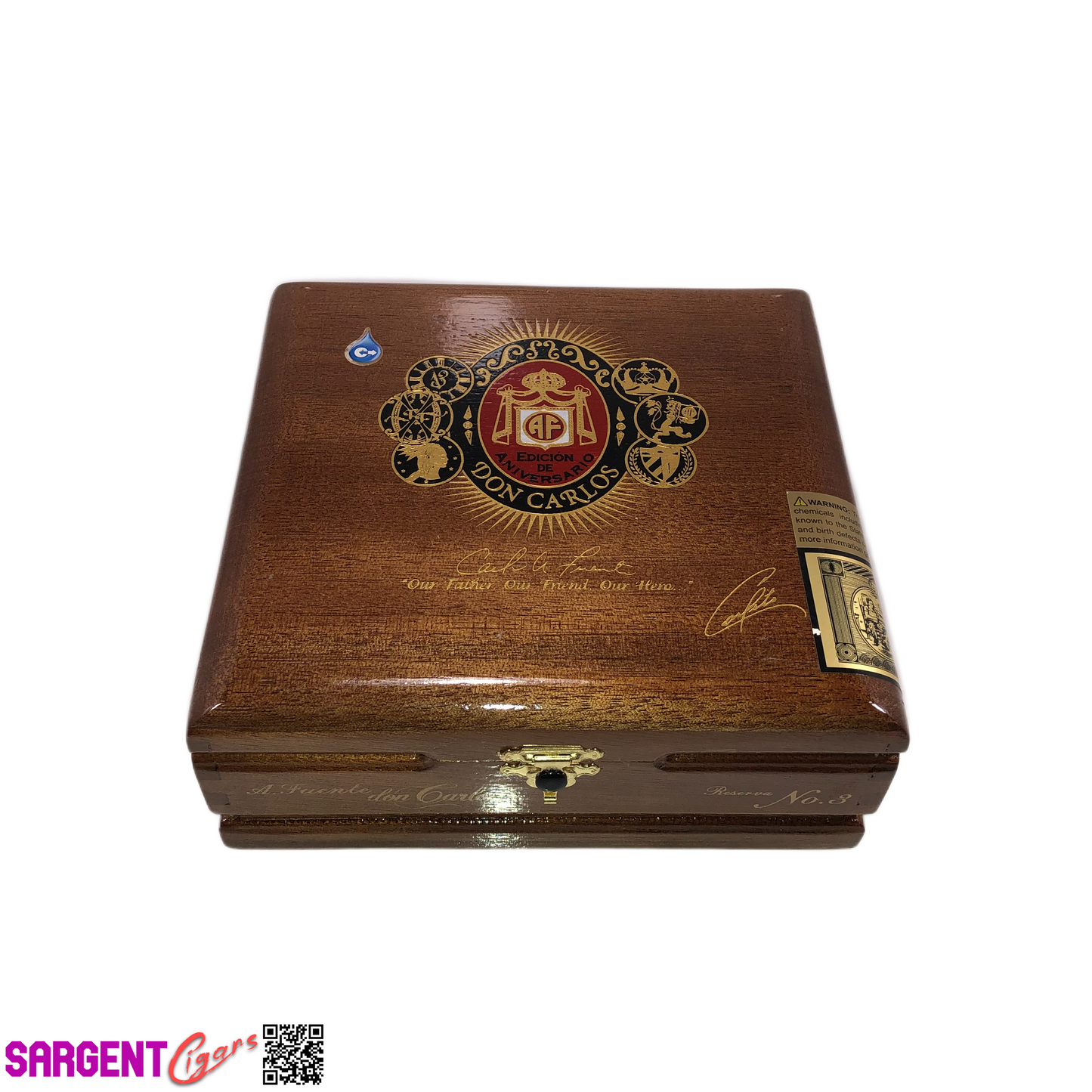 Arturo Fuente Don Carlos No4 Empty Wooden Cigar Box 6.75x5.75x2.75