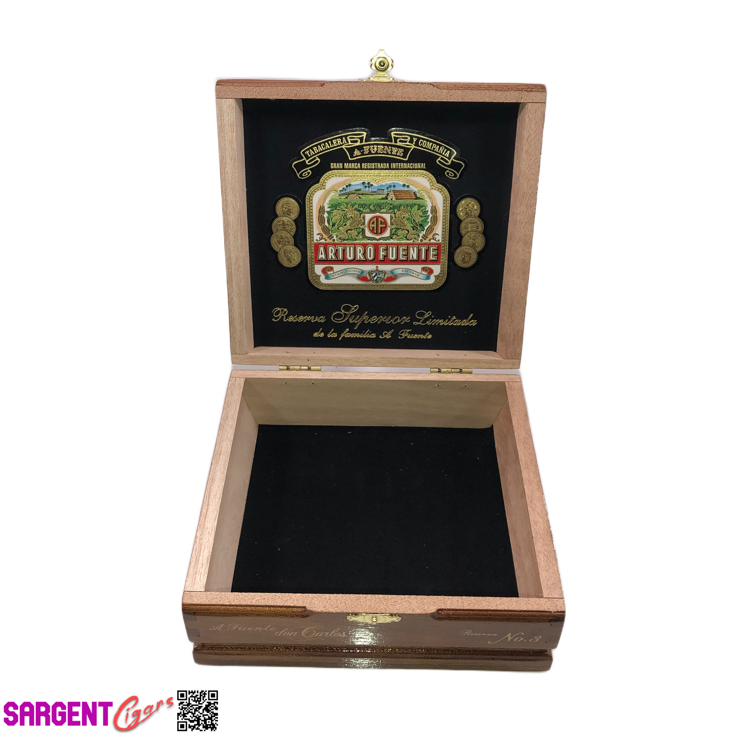 Arturo Fuente Don Carlos No4 Empty Wooden Cigar Box 6.75x5.75x2.75