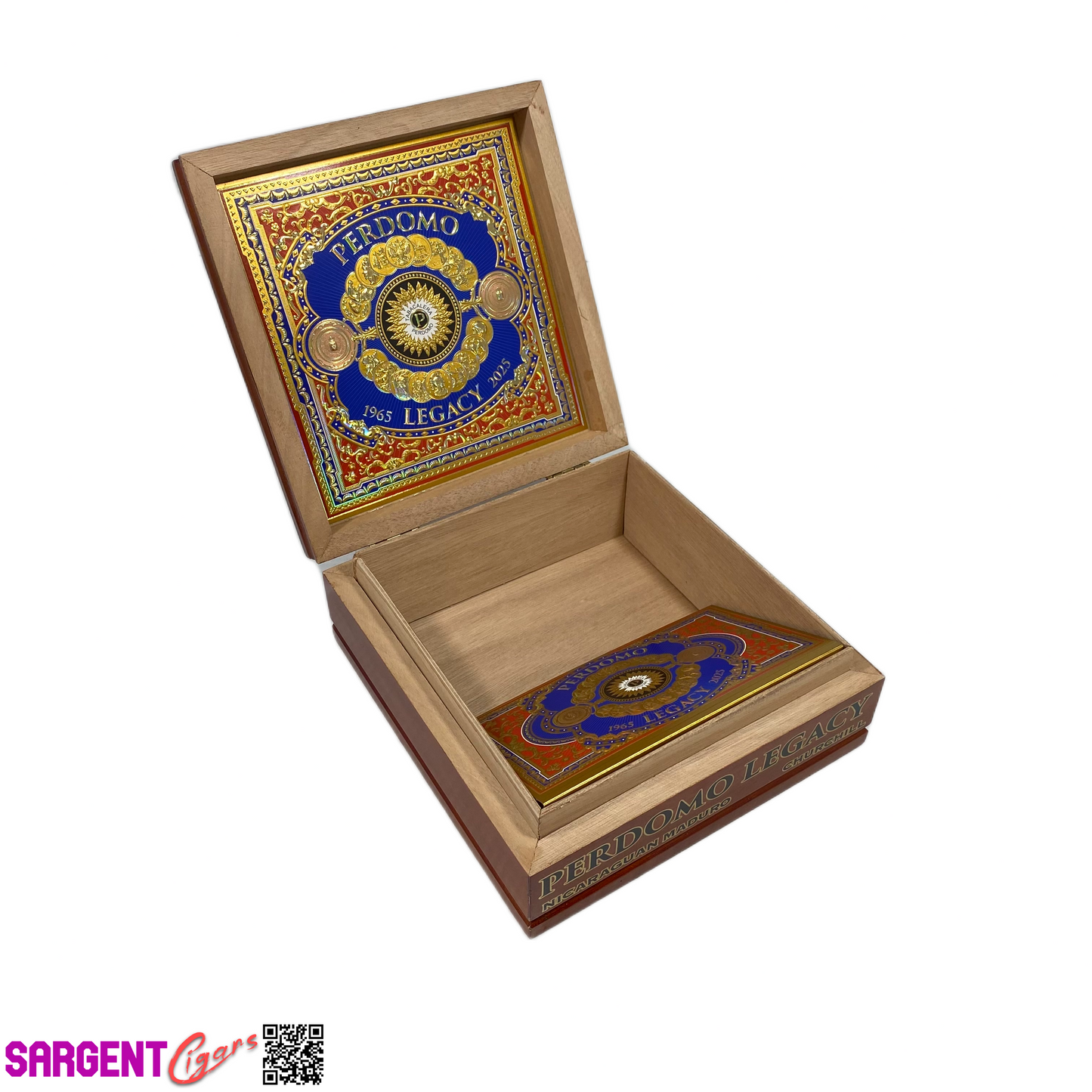 Perdomo Legacy Maduro Churchill Empty Wooden Cigar Box 8x8.25x3.25