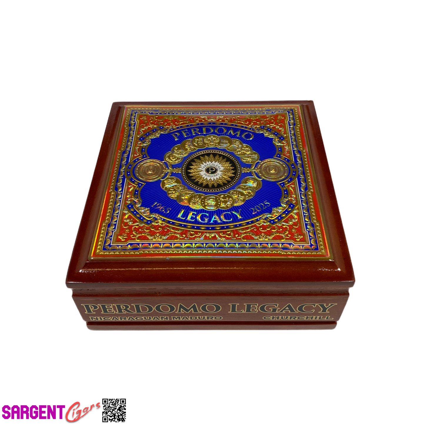 Perdomo Legacy Maduro Churchill Empty Wooden Cigar Box 8x8.25x3.25