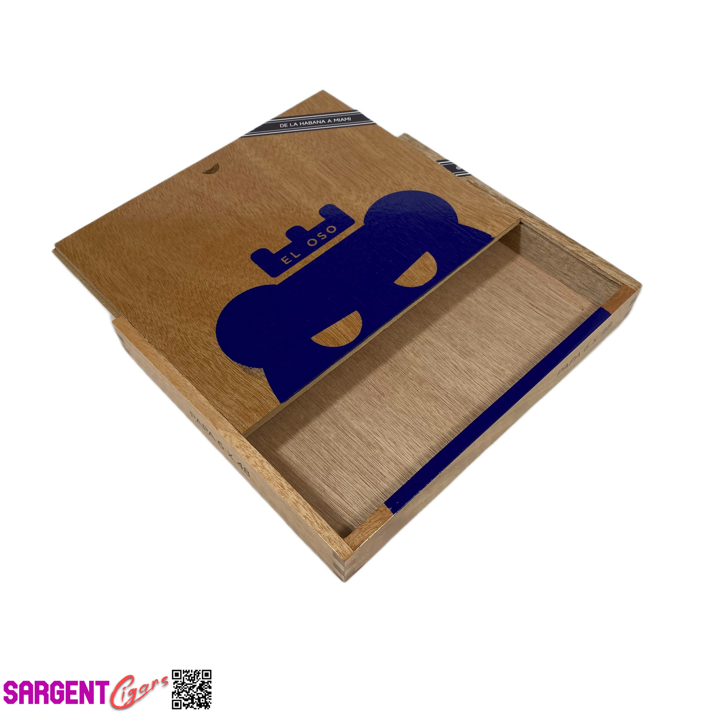 Warped Cigars El Oso Empty Wooden Cigar Box 8.25x6.75x1