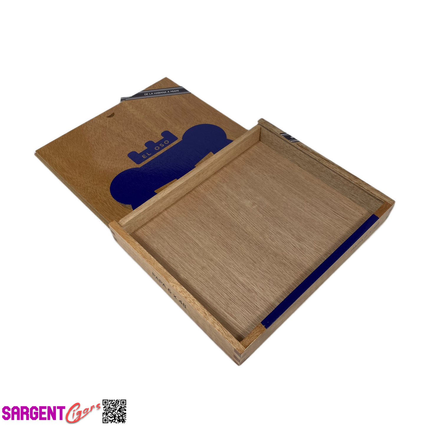 Warped Cigars El Oso Empty Wooden Cigar Box 8.25x6.75x1