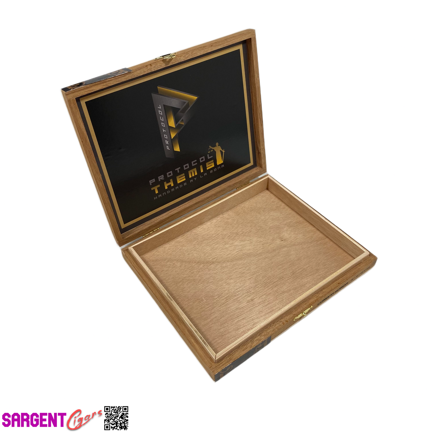 Protocol Themis Corona Gorda Empty Wooden Cigar Box 8x6.5x1 (1)