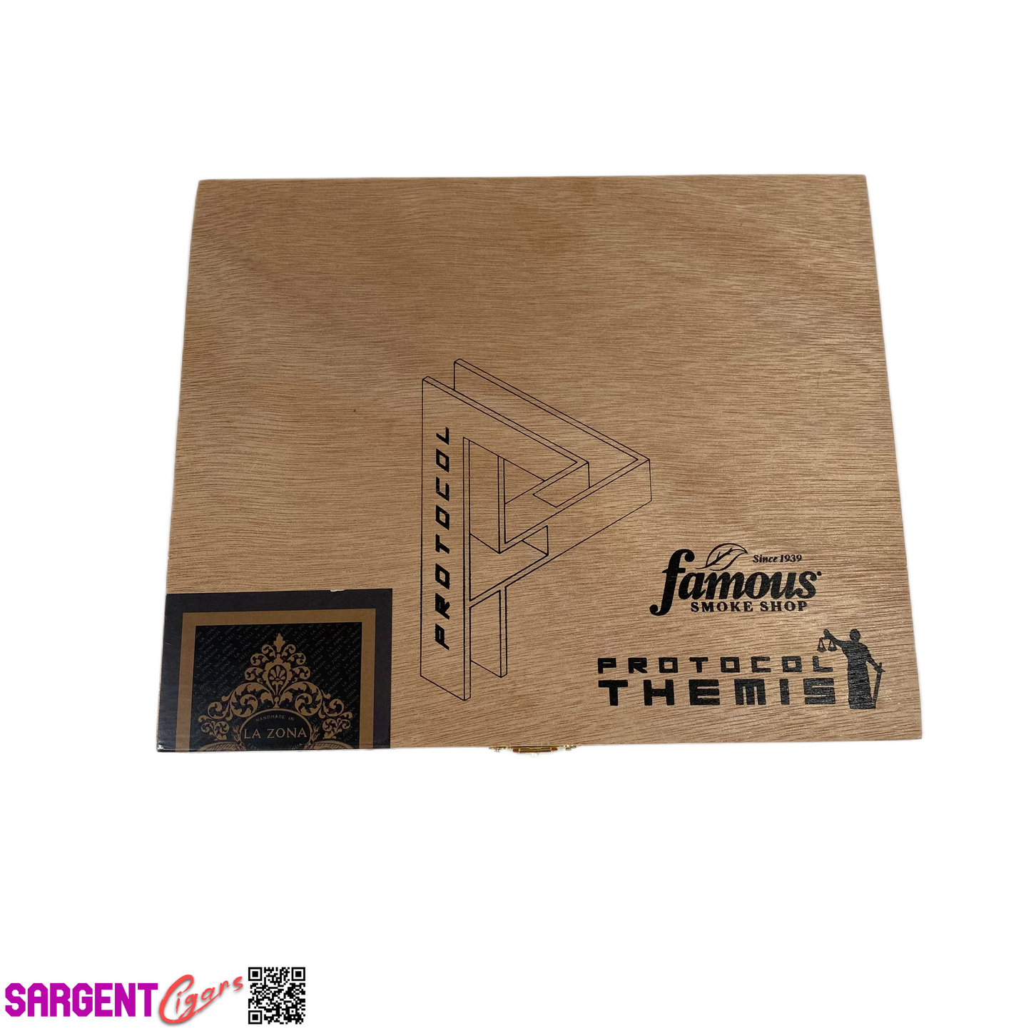 Protocol Themis Corona Gorda Empty Wooden Cigar Box 8x6.5x1 (1)