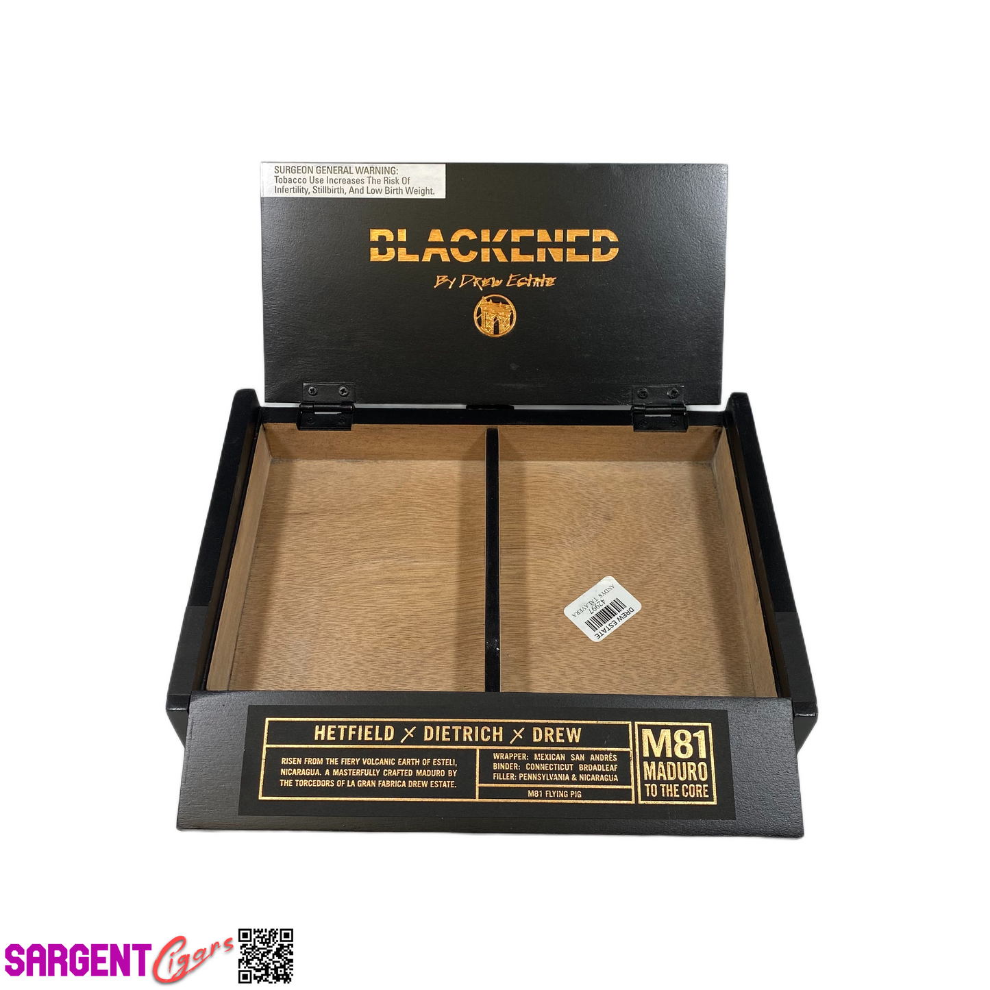 James Hetfield Metallica M81 Blackend Flying Pig Empty Wooden Cigar Box 9.5x6.5x1.5