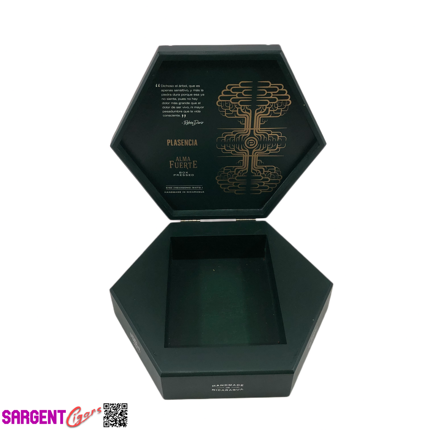 Plasencia Hexagon Empty Wooden Cigar Box 10x8.5x2.5