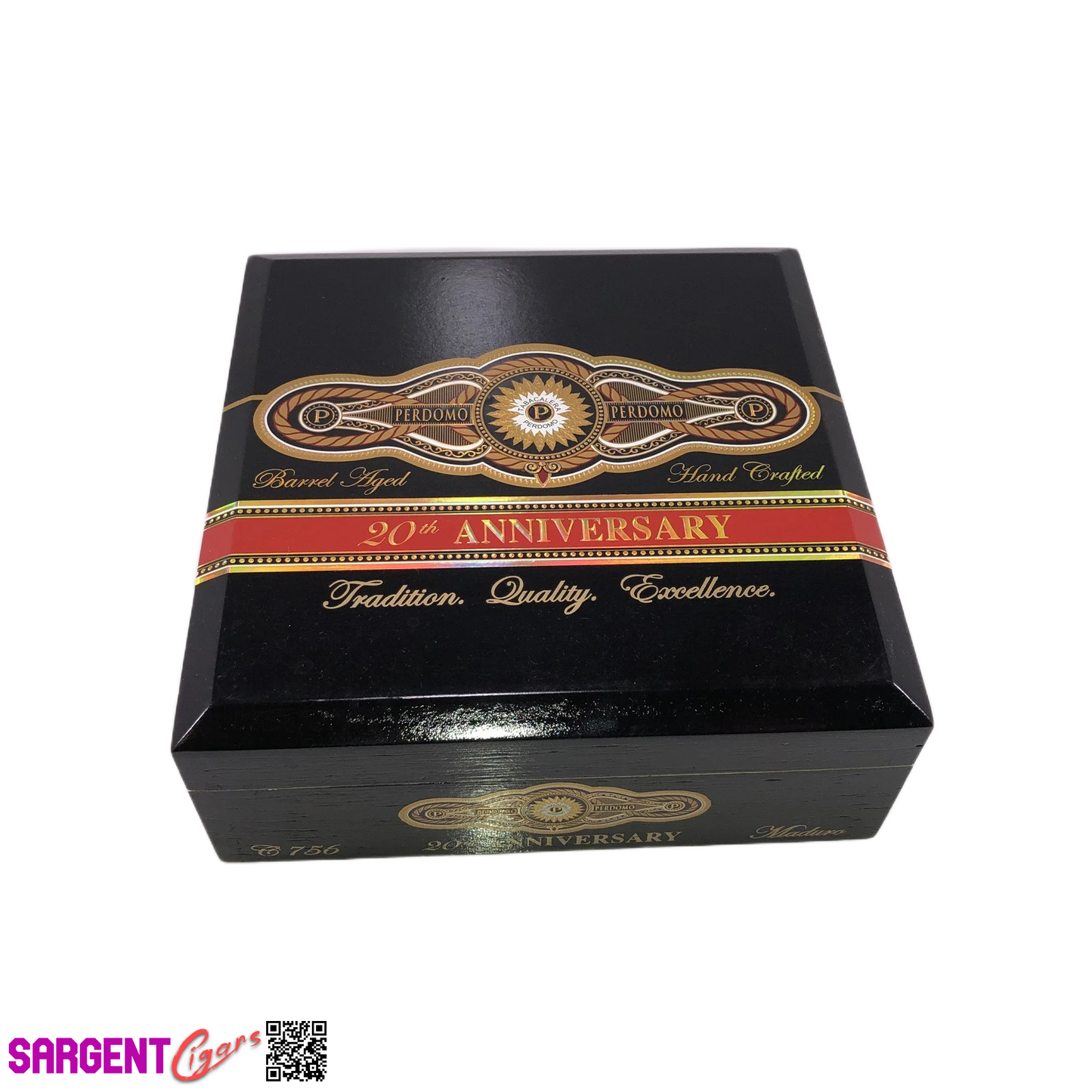 Perdomo 20th Anniversary Maduro Churchill Empty Wooden Cigar Box 8x8.25x3