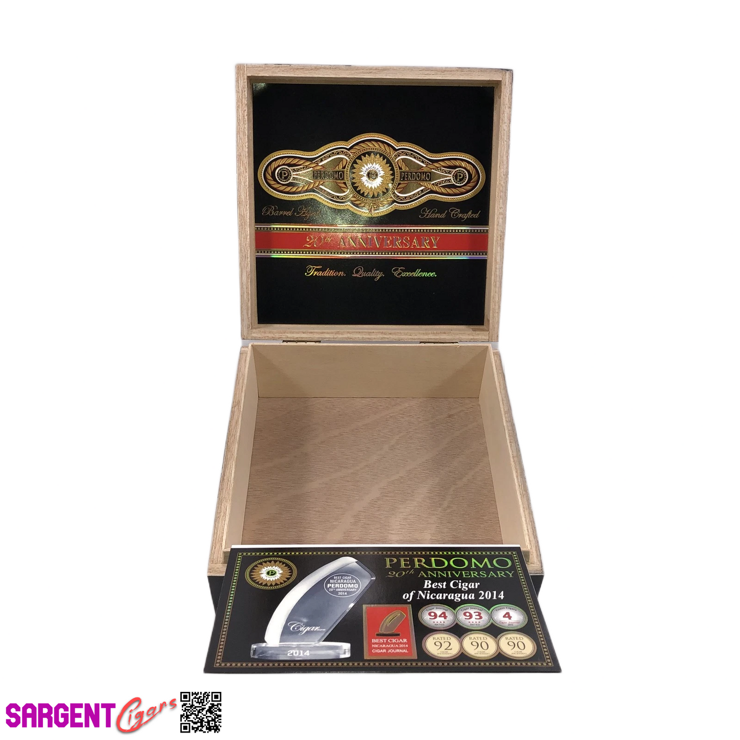 Perdomo 20th Anniversary Maduro Churchill Empty Wooden Cigar Box 8x8.25x3
