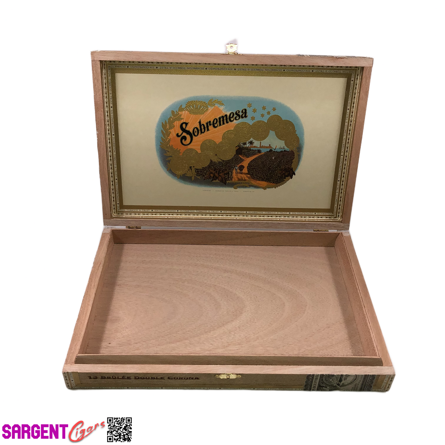 Dunbarton Sobremesa Double Corona Empty Wooden Cigar Box 12.25x8.25x1.75