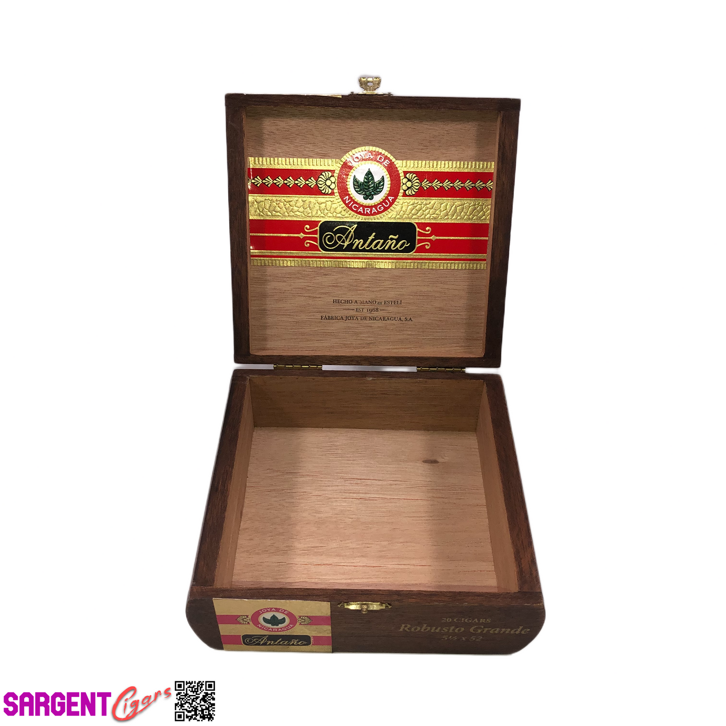 Joya De Nicaragua Robusto Grande Empty Wooden Cigar Box 6.75x6.25x2.5 (1)