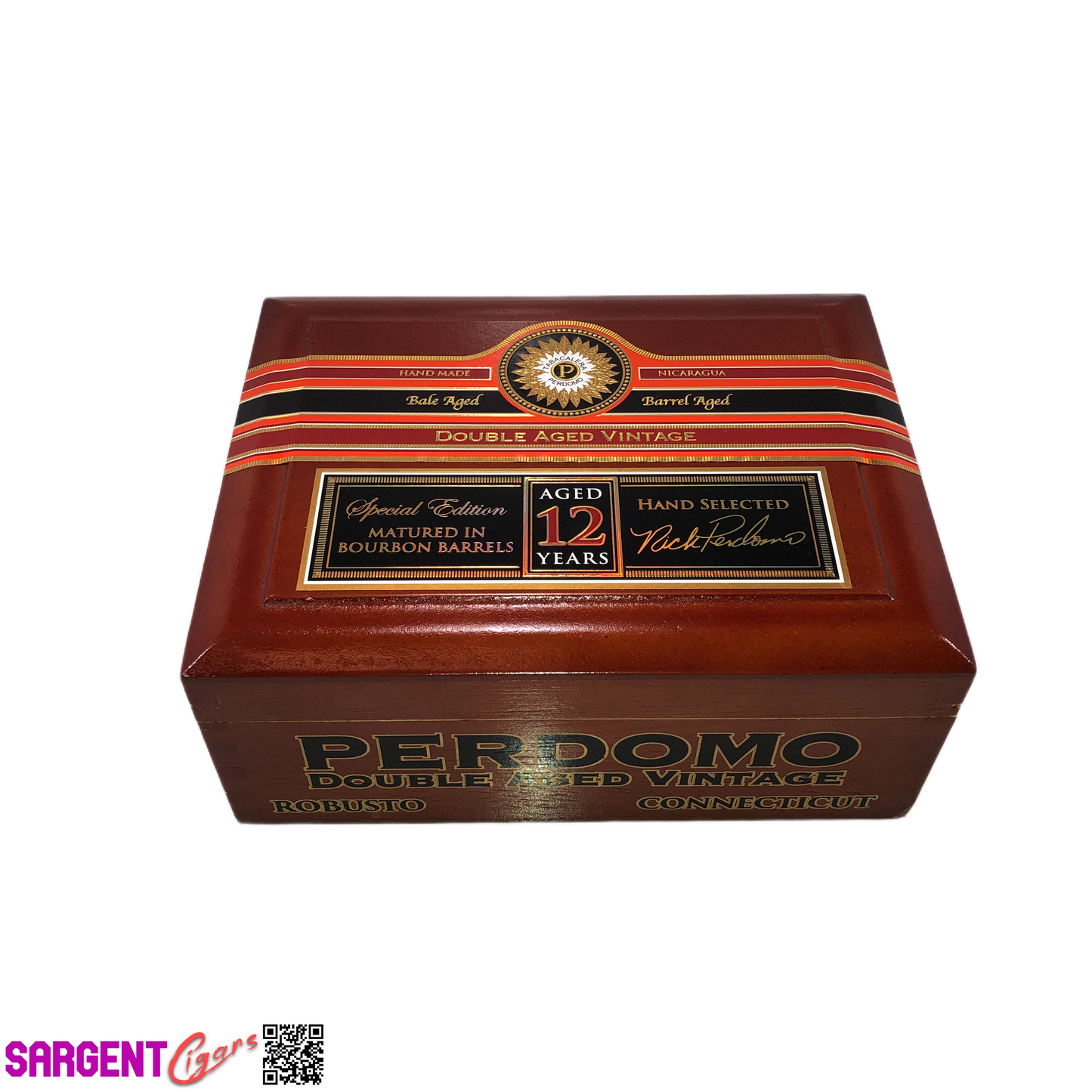 Perdomo Double Aged Vintage Connecticut Robusto Empty Wooden Cigar Box 8x6x3.25