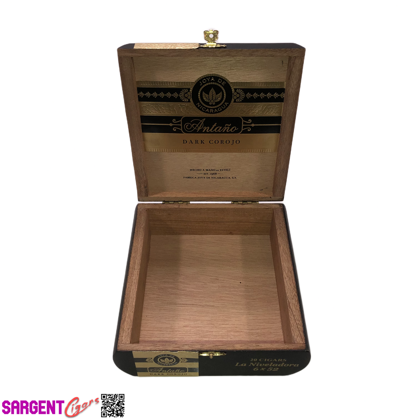 Joya De Nicaragua Dark Corojo Niveladora Empty Wooden Cigar Box 6.5x6.75x2.5