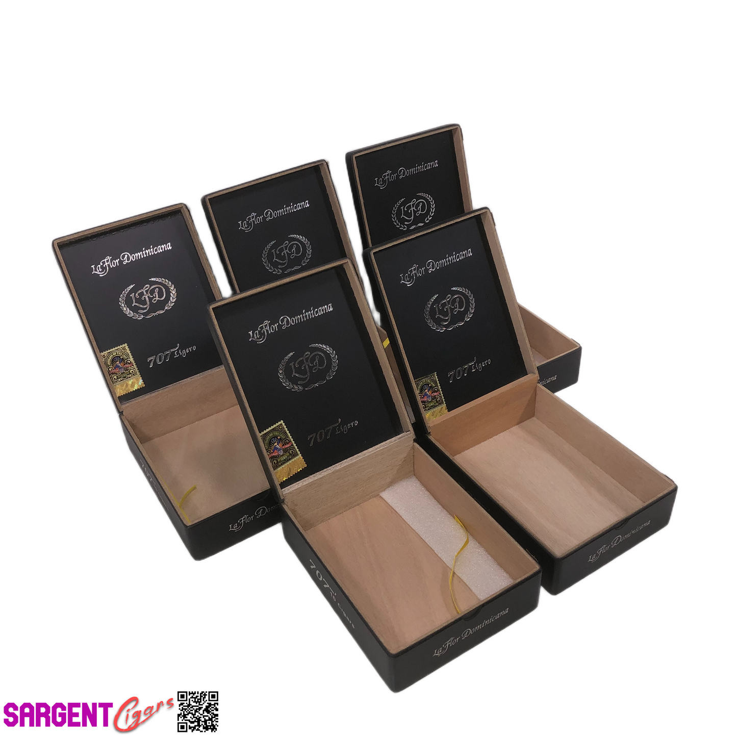 Lot of 5 LFD 707 Empty Wooden Cigar Boxes 5.75x7.5x2.5 #1
