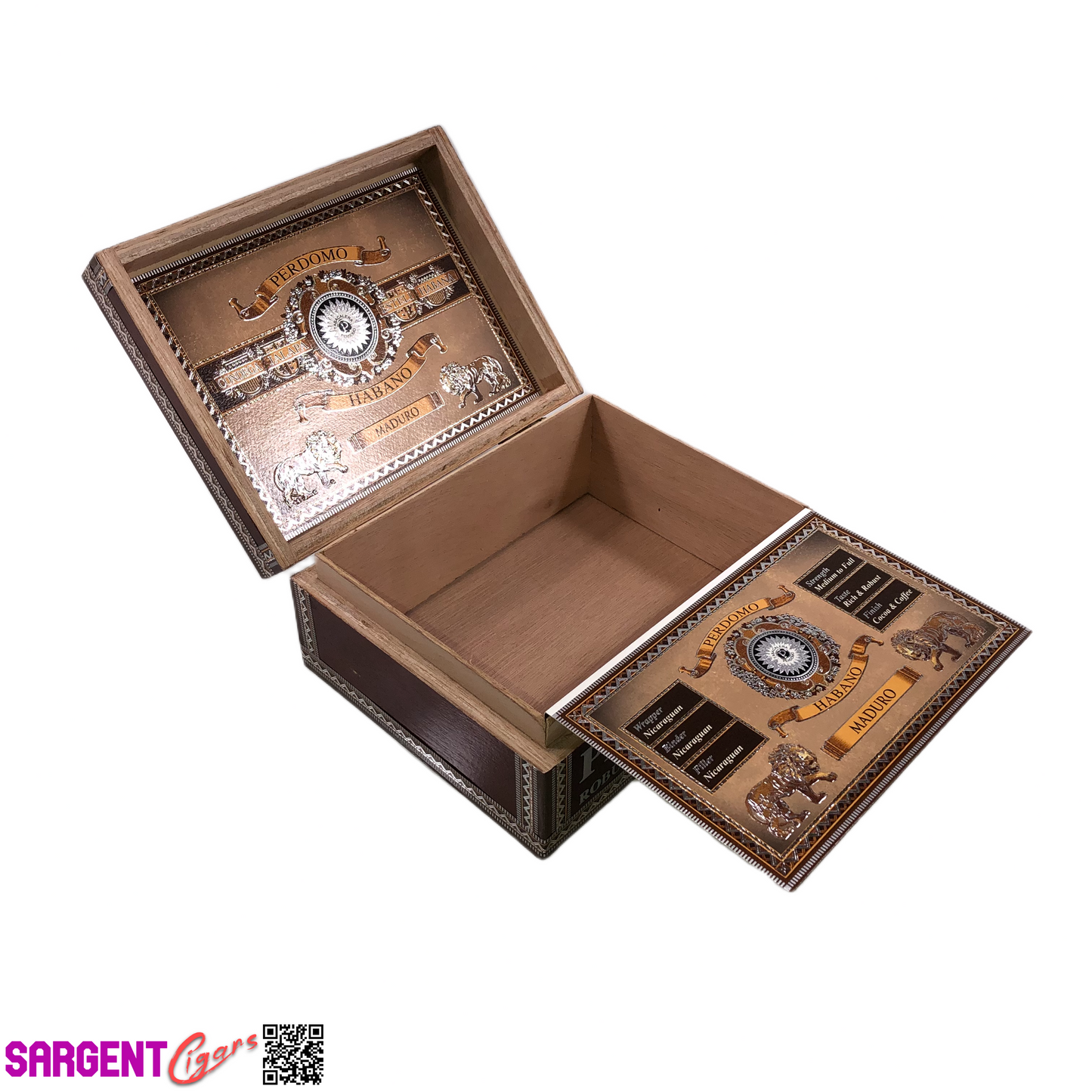 Perdomo Bourbon Barrel Aged SG Robusto Empty Wooden Cigar Box 7.75x6x3