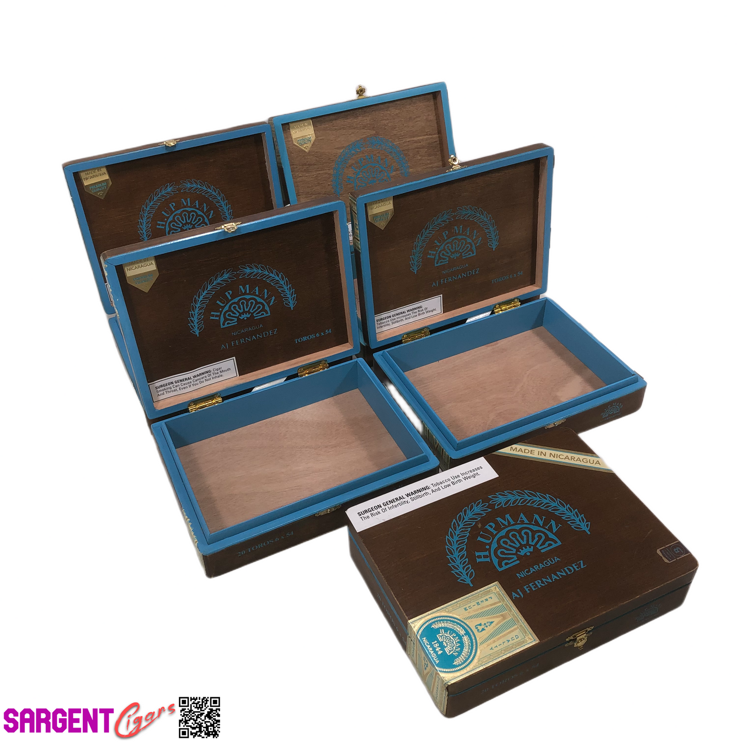 Lot of 5 H Upmann Toro Empty Wooden Cigar Boxes 9.5x7.25x2 #112