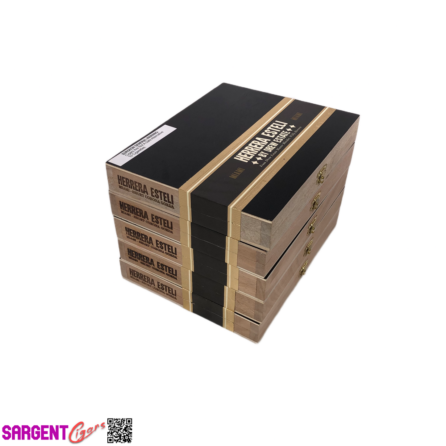 Lot of 5 Herrera Esteli Miami Empty Wooden Cigar Boxes 8.75x7x1.25 #47