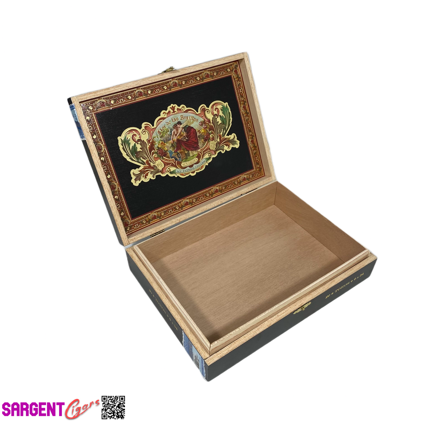 Flor De Las Antillas San Andres Toro Empty Wooden Cigar Box 9.5x7x2