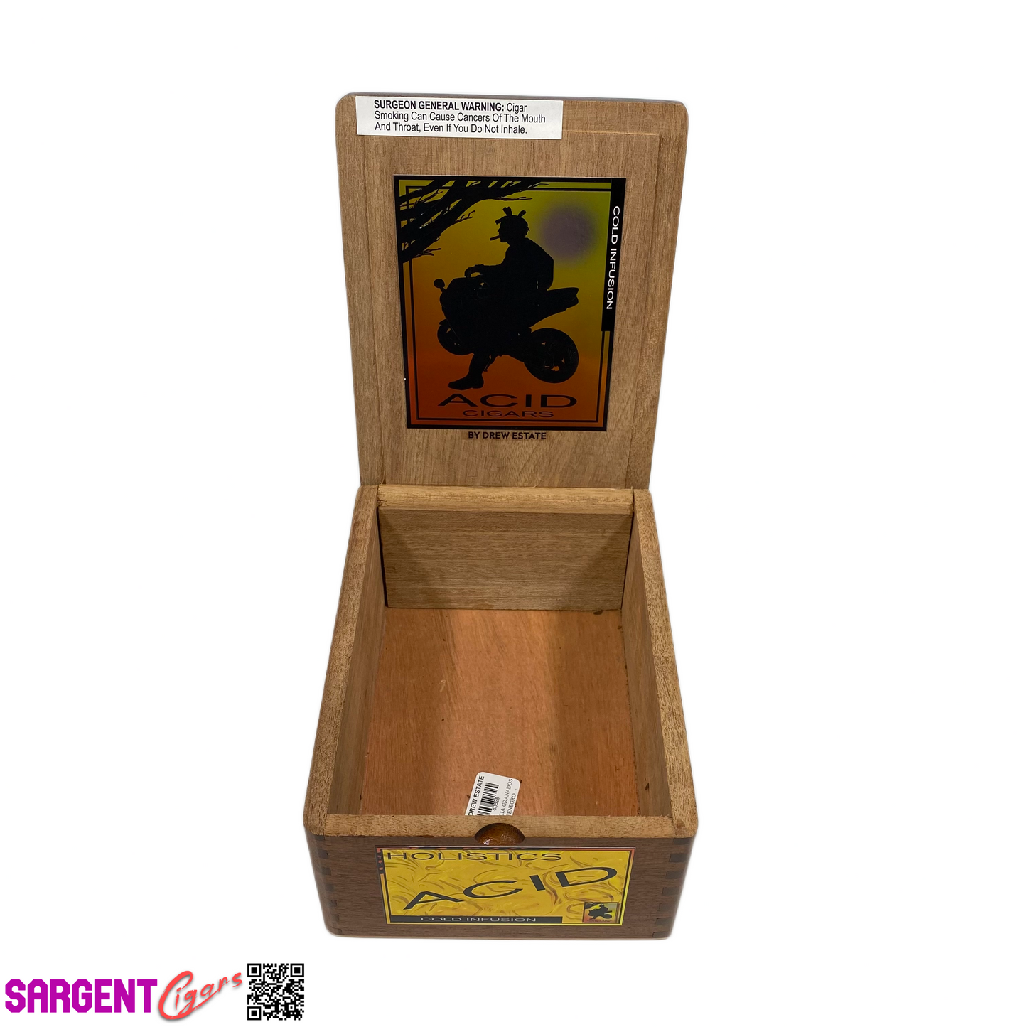 Acid Cold Infusion Empty Wooden Cigar Box 6x8.25x3.75