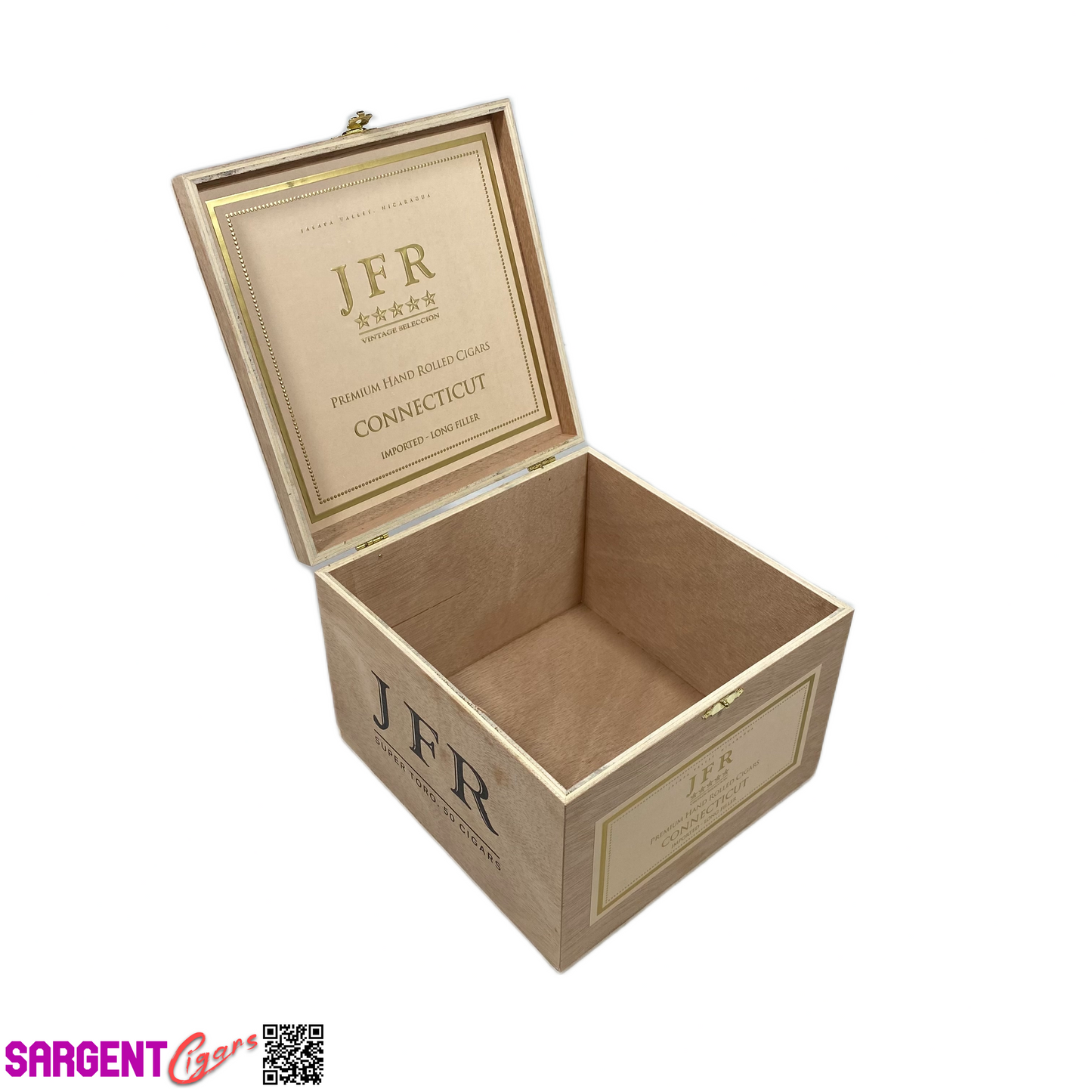 JFR Titan Connecticut Super Toro Empty Wooden Cigar Box 7.25x7.5x5.5