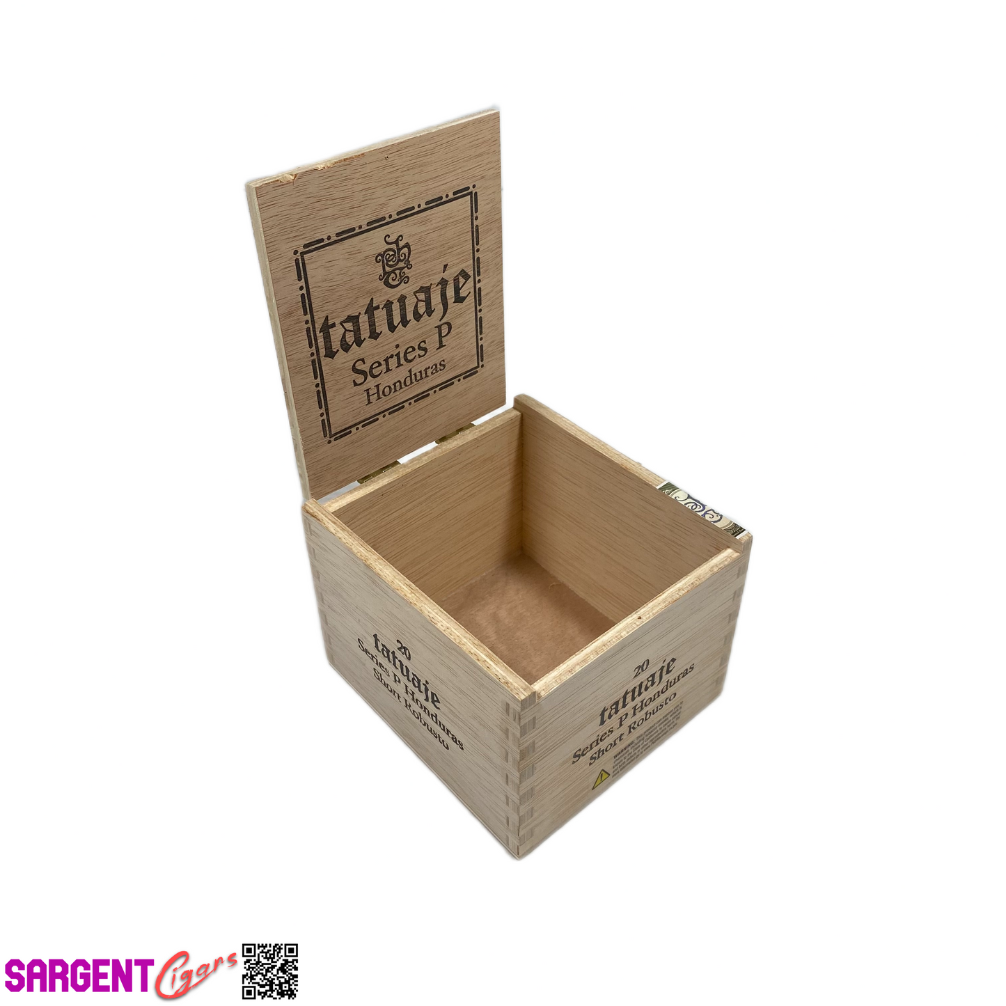 Tatuaje Series P Short Robusto Empty Wooden Cigar Box 4.75x5.25x3.75