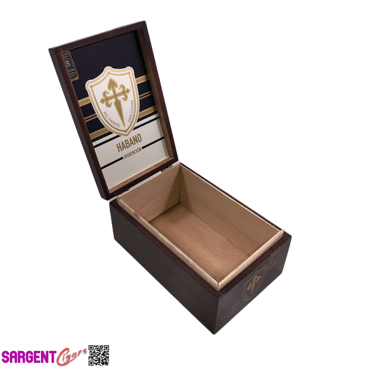 All Saints Cigars Dedication Hab Huge Empty Wooden Cigar Box 4.5x7x3