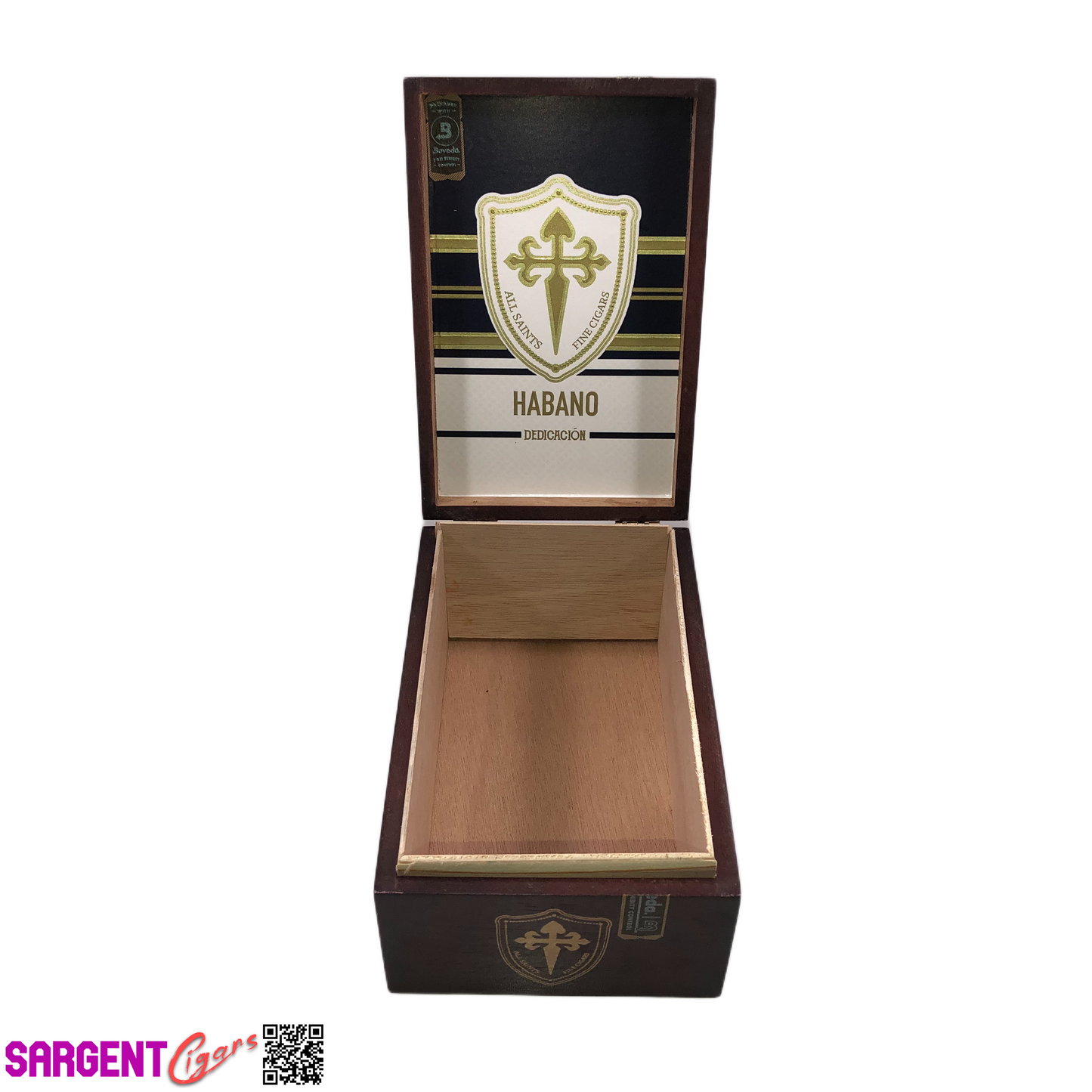 All Saints Cigars Dedication Hab Huge Empty Wooden Cigar Box 4.5x7x3