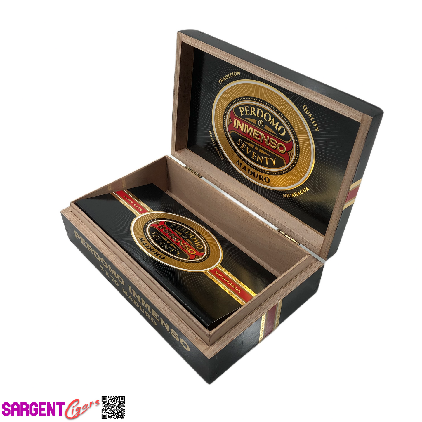Perdomo Inmenso 5x70 Maduro Empty Wooden Cigar Box 9.75x6x2.75