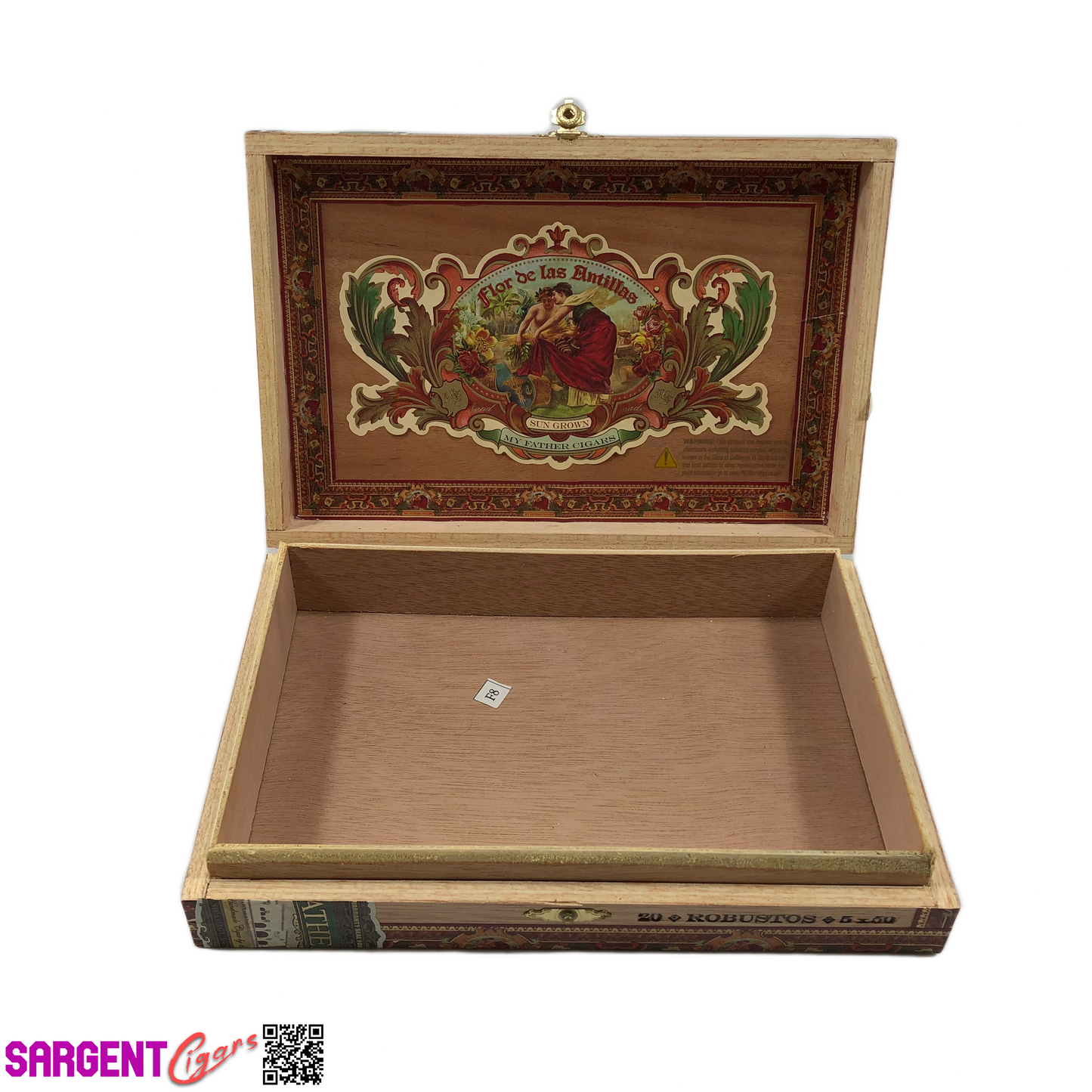 Flor De Las Antillas Robusto Empty Wooden Cigar Box 9x6x1.75