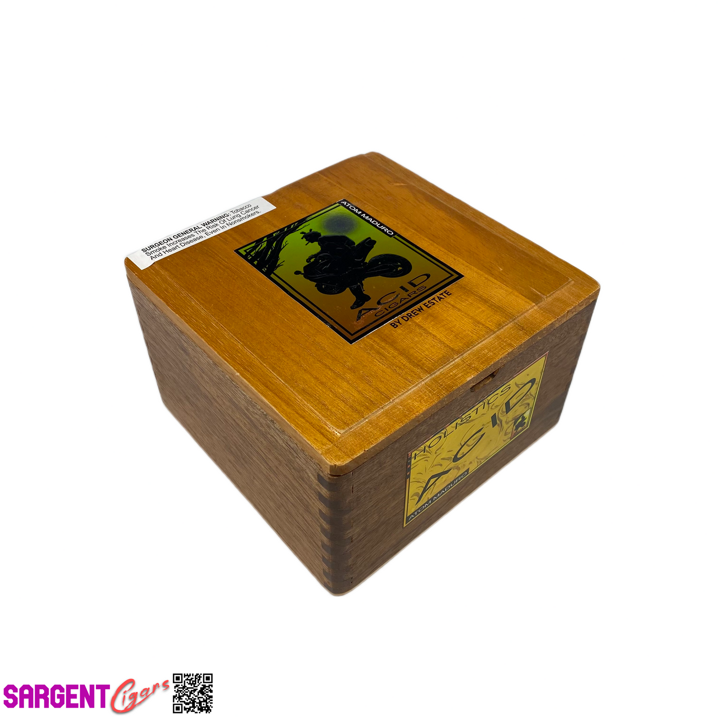 Acid Atom Maduro Empty Wooden Cigar Box 7.25x7.25x4.25