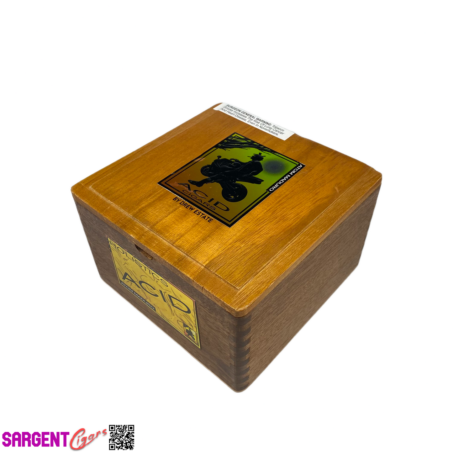 Acid Atom Maduro Empty Wooden Cigar Box 7.25x7.25x4.25