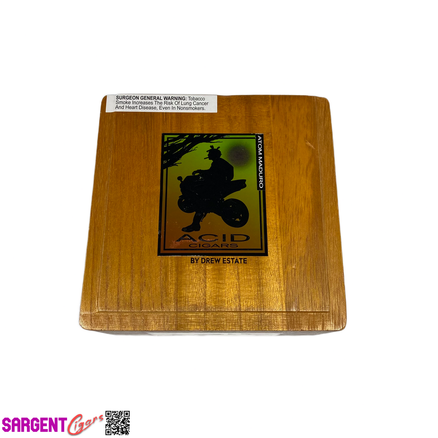 Acid Atom Maduro Empty Wooden Cigar Box 7.25x7.25x4.25