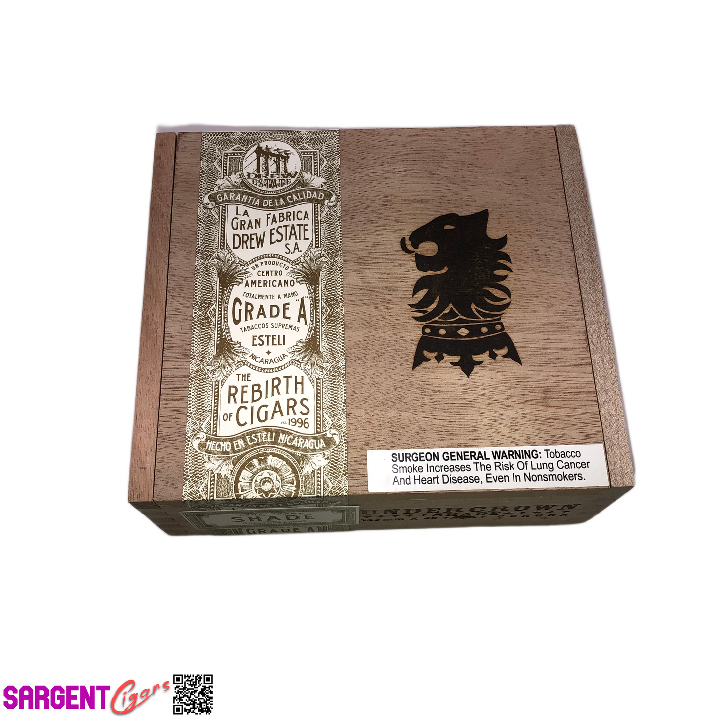 Undercrown Shade Corona Empty Wooden Cigar Box 7.25x6.5x3