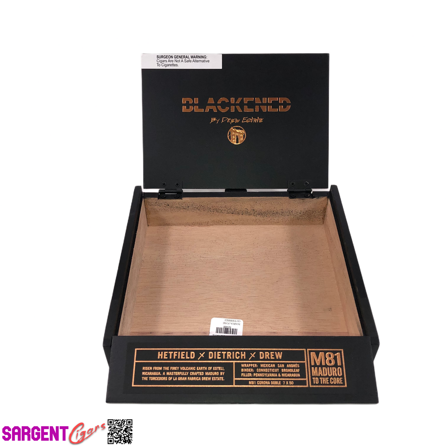 James Hetfield Metallica M81 Blackend Doble Empty Wooden Cigar Box 8.75x8x2