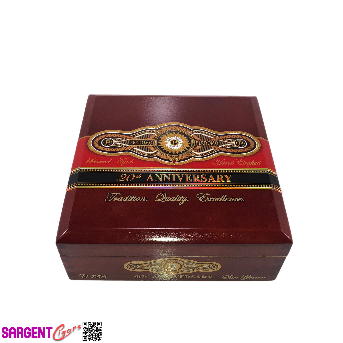 Perdomo 20th Anniversary Sun Grown Churchill Empty Wooden Cigar Box 8x8x3