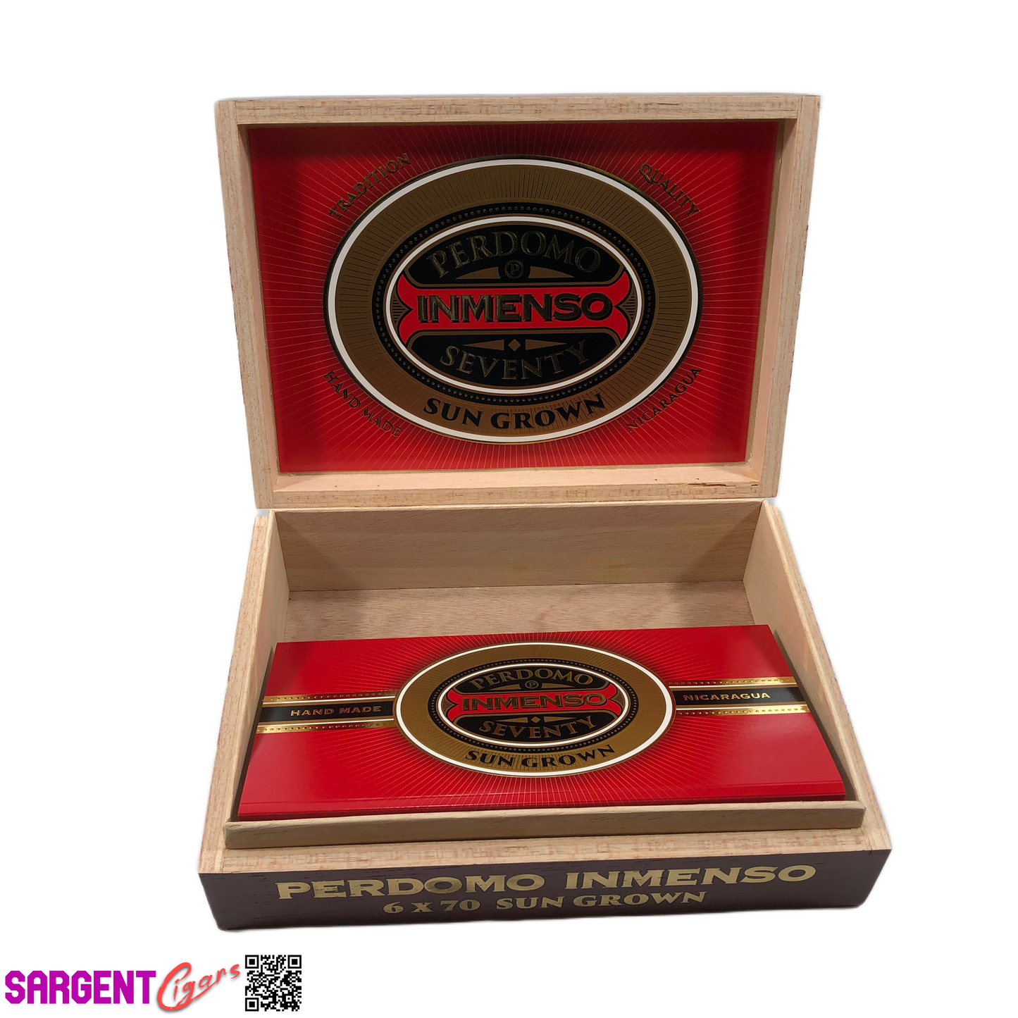 Perdomo Inmenso 6x70 Sungrown Empty Wooden Cigar Box 9.75x7x3
