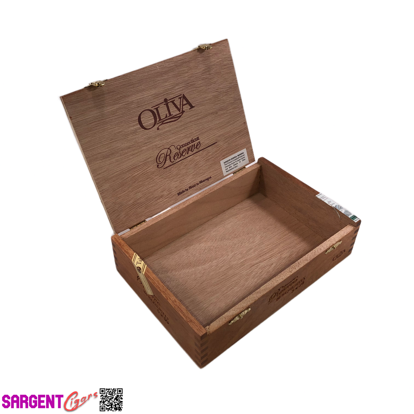 Oliva Reserve Connecticut Robusto Empty Wooden Cigar Box 8.5x6x2