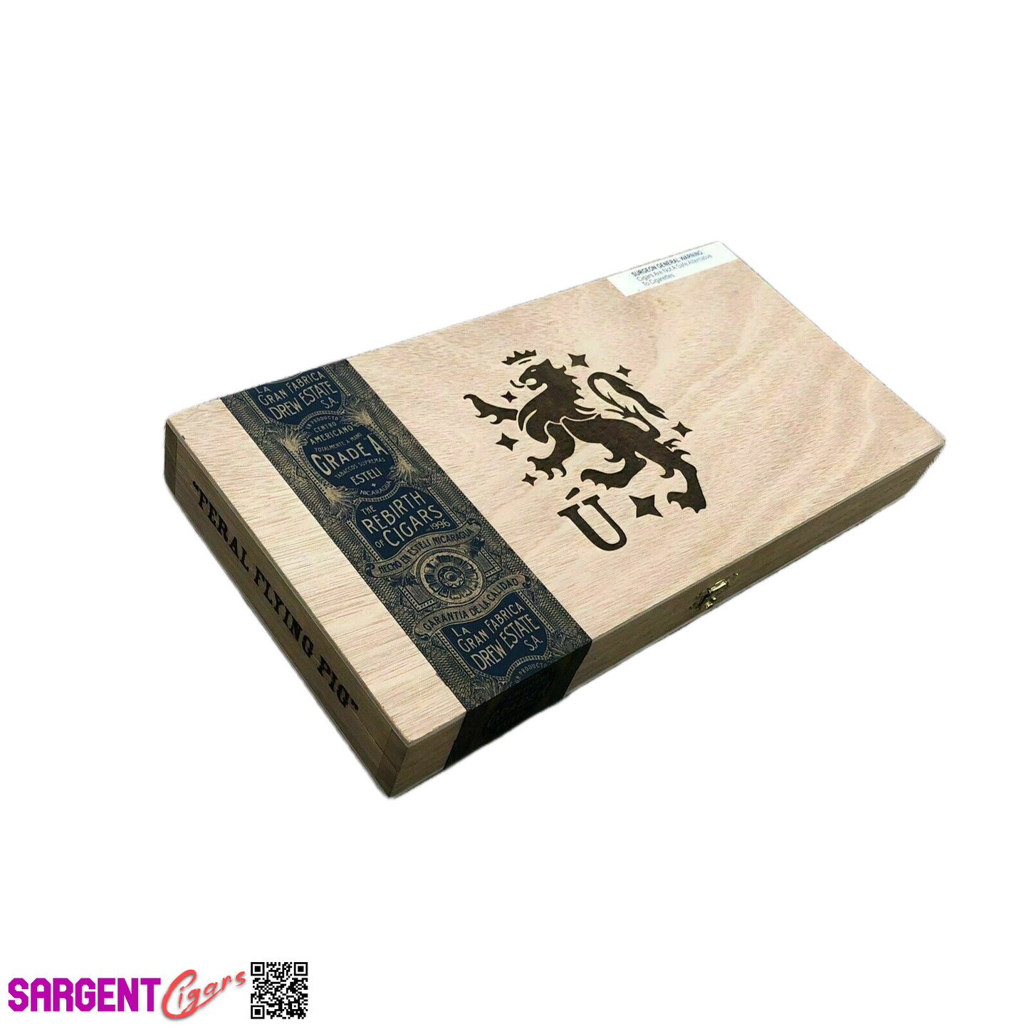 Liga Privada Feral Flying Pig Empty Wooden Cigar Box 13x6.5x1.5