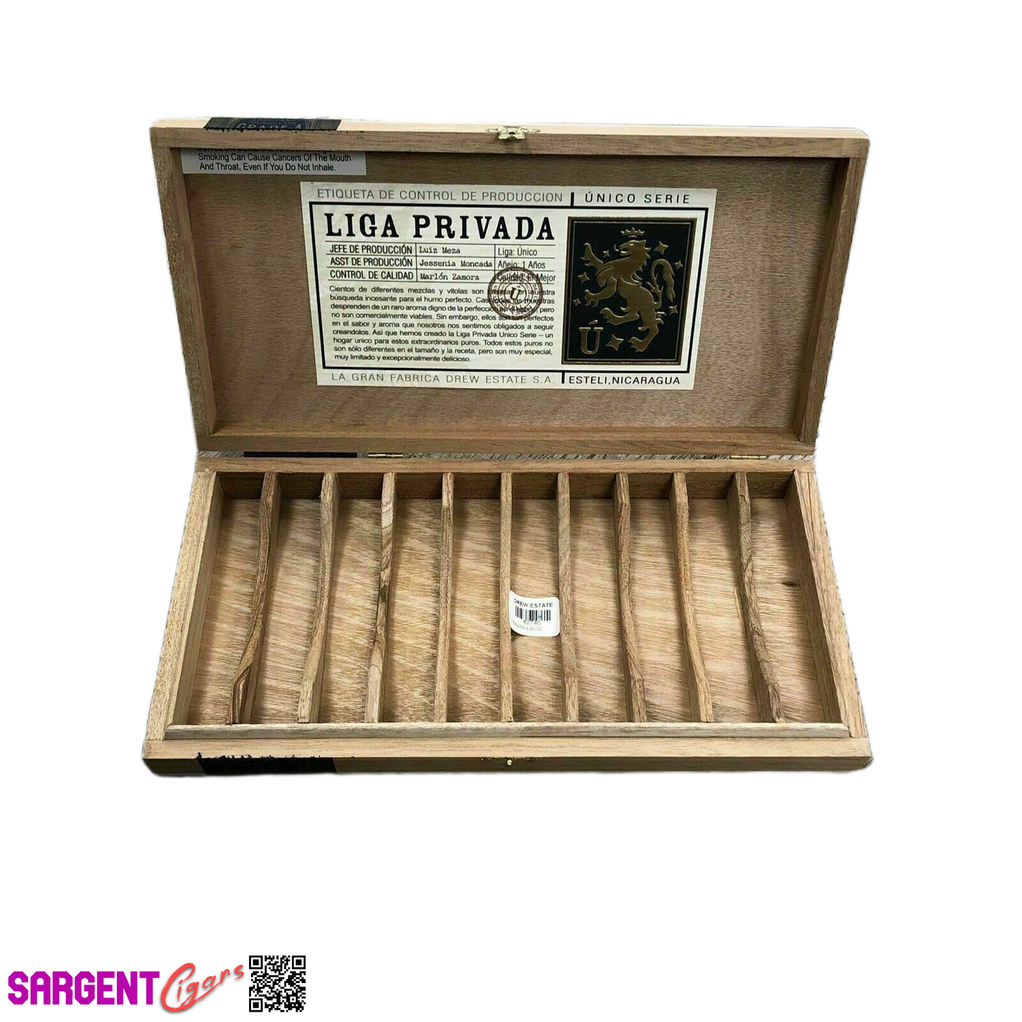 Liga Privada Feral Flying Pig Empty Wooden Cigar Box 13x6.5x1.5