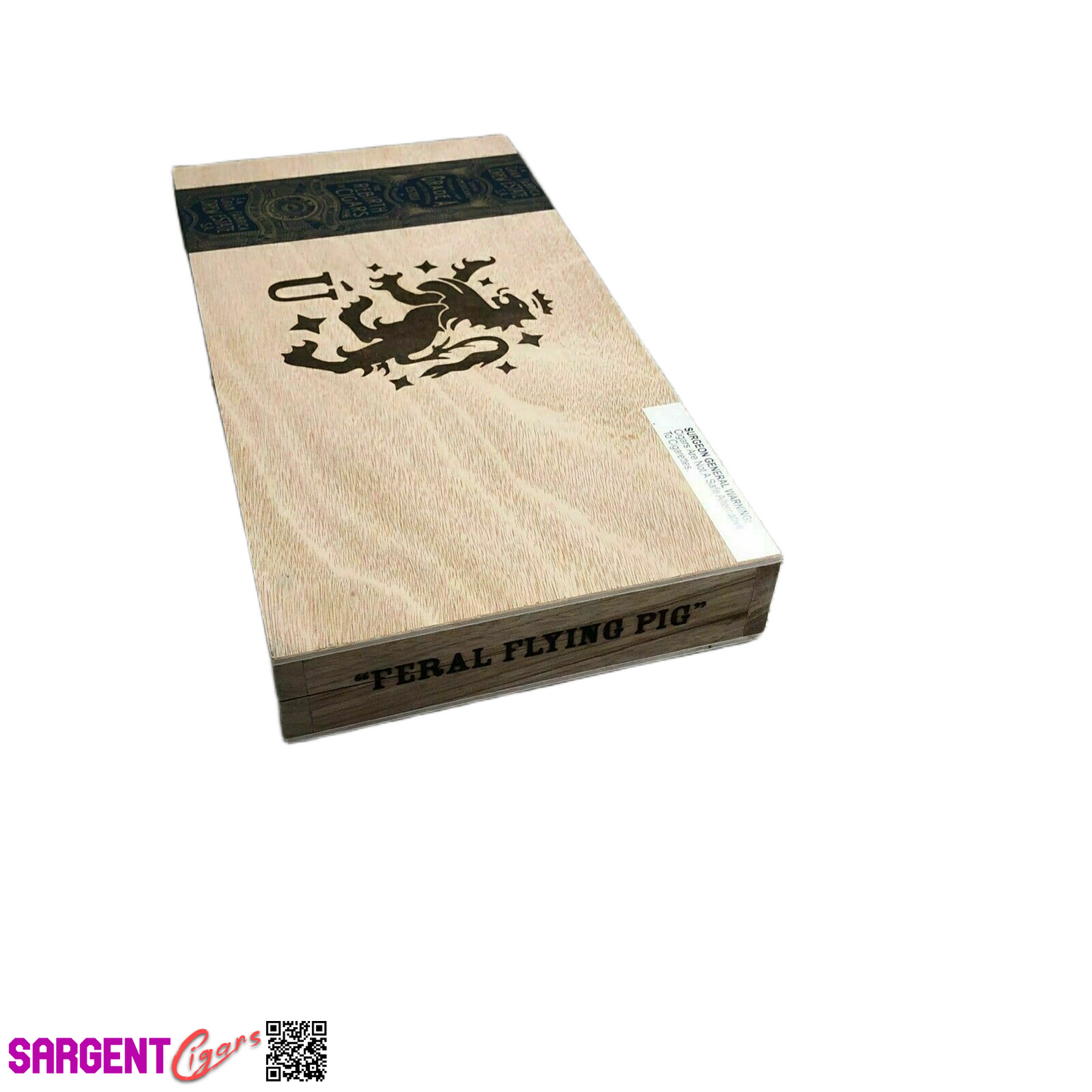 Liga Privada Feral Flying Pig Empty Wooden Cigar Box 13x6.5x1.5