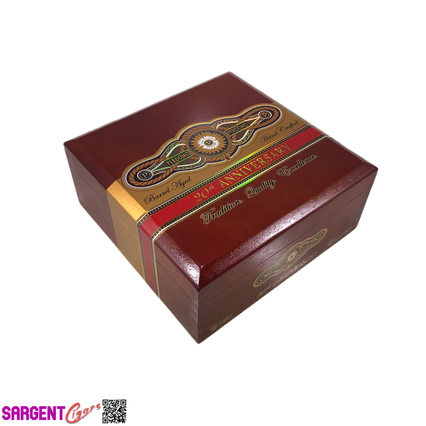 Perdomo 20th Anniversary Connecticut Churchill Empty Wooden Cigar Box 8x8x3.5