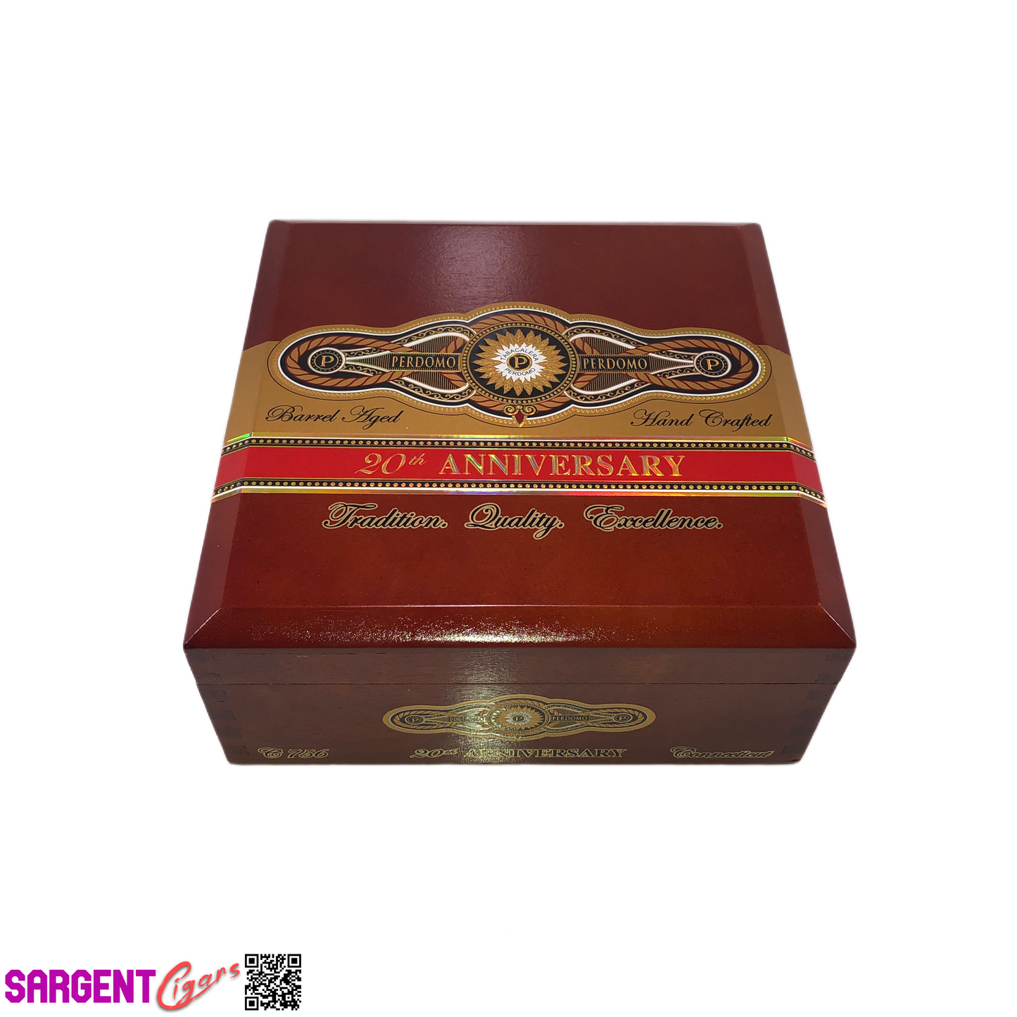 Perdomo 20th Anniversary Connecticut Churchill Empty Wooden Cigar Box 8x8x3.5