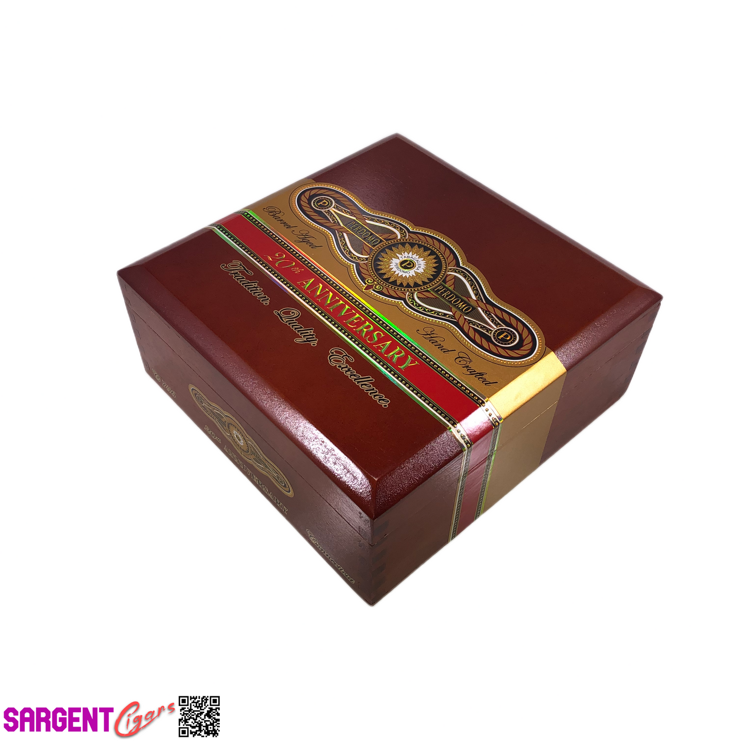 Perdomo 20th Anniversary Connecticut Churchill Empty Wooden Cigar Box 8x8x3.5
