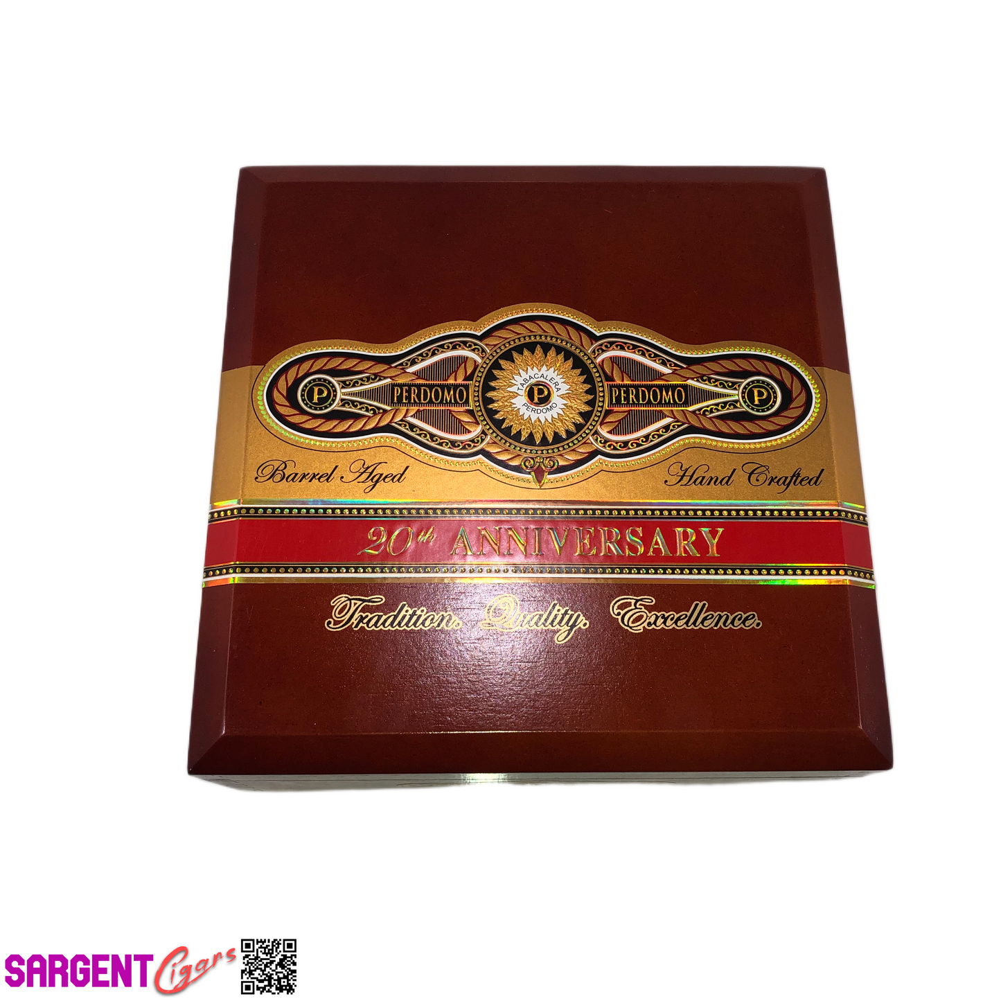 Perdomo 20th Anniversary Connecticut Churchill Empty Wooden Cigar Box 8x8x3.5