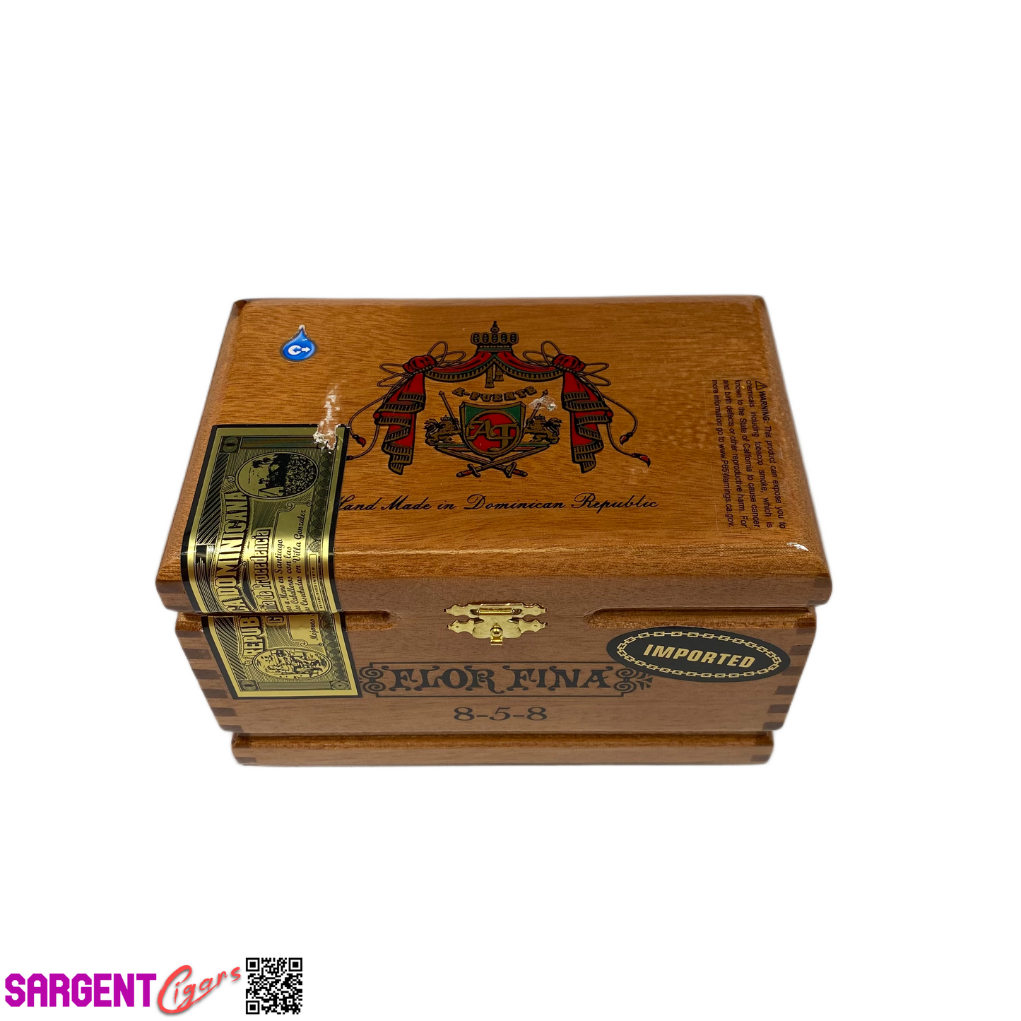 Arturo Fuente Flor Fina 858 Empty Wooden Cigar Box 7x4.5x4.5 (1)