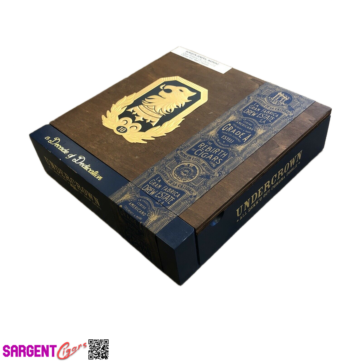Undercrown 10 Doble Empty Wooden Cigar Box 8.5x9x2