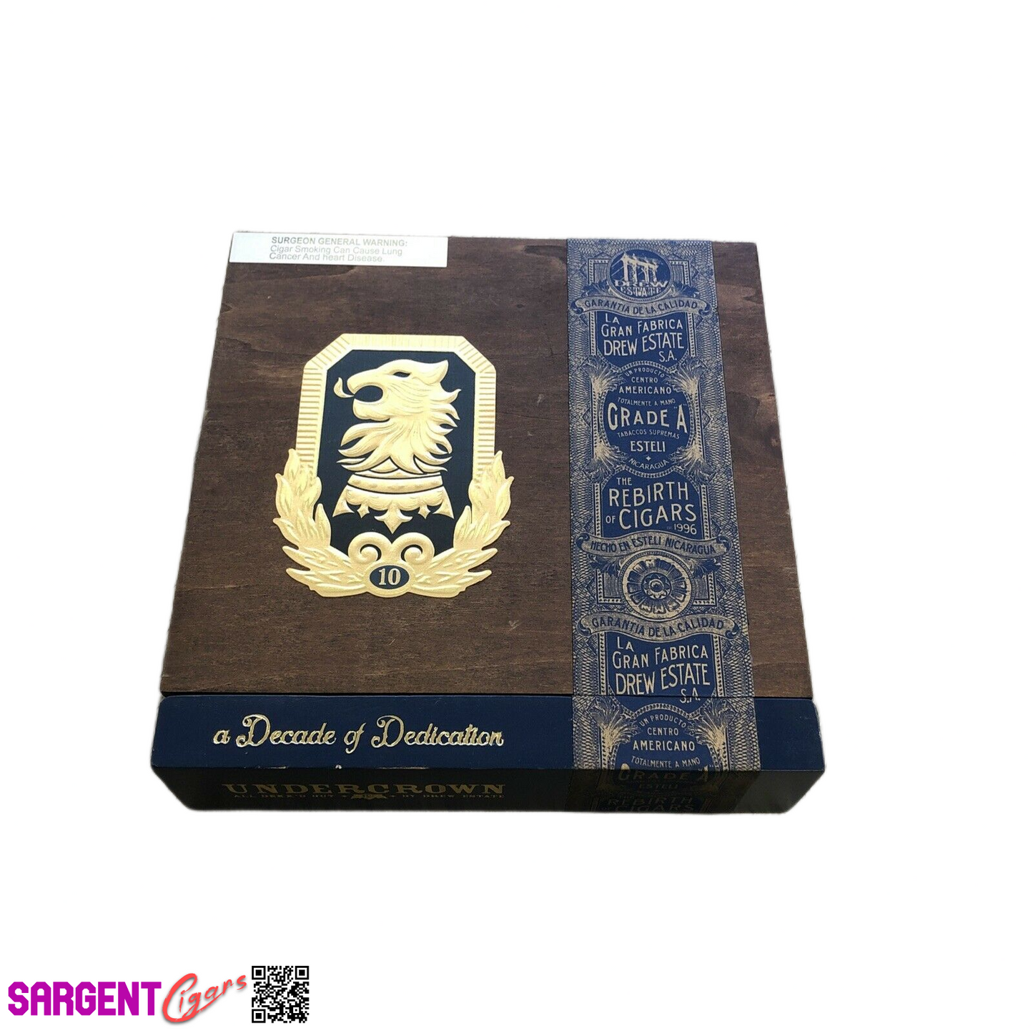 Undercrown 10 Doble Empty Wooden Cigar Box 8.5x9x2