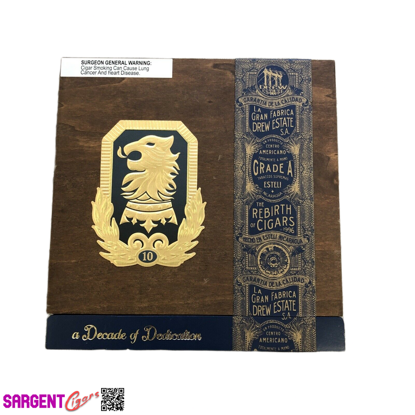Undercrown 10 Doble Empty Wooden Cigar Box 8.5x9x2