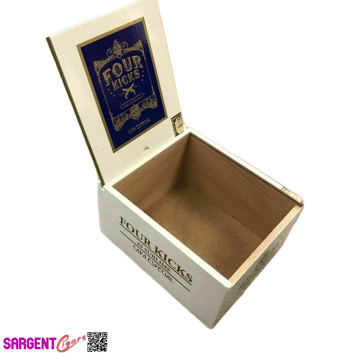 Four Kicks Sublime Empty Wooden Cigar Box 5.75x7x4